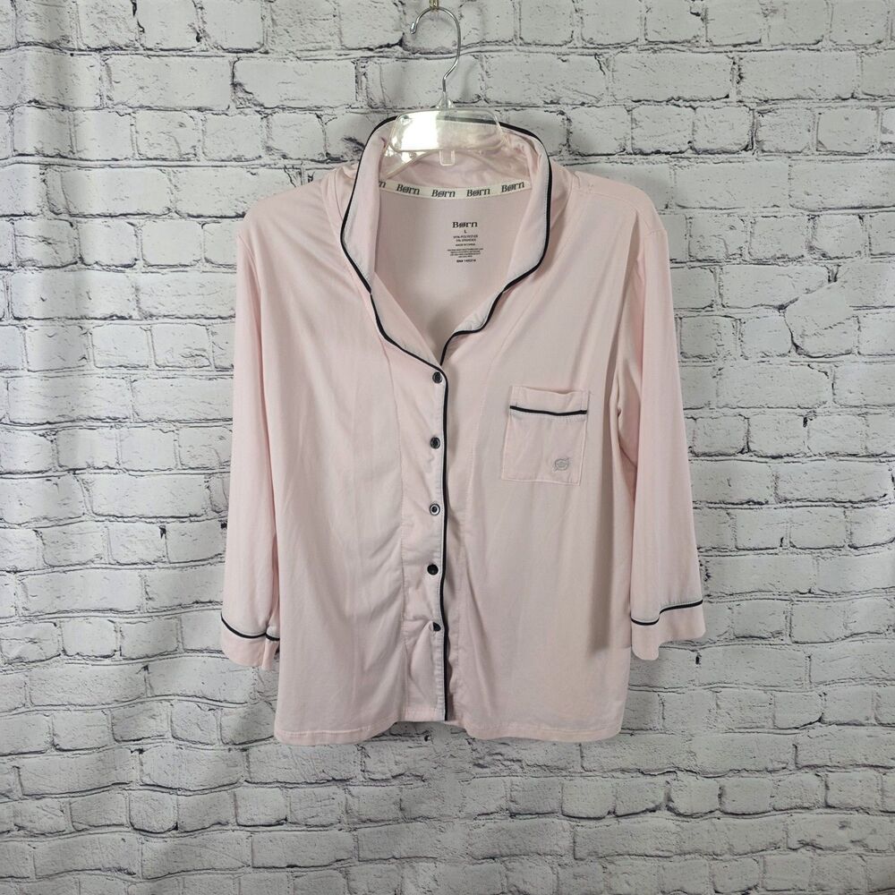 Born Large Pink & Black Long Sleeve Soft Poly Spandex Tops (2)